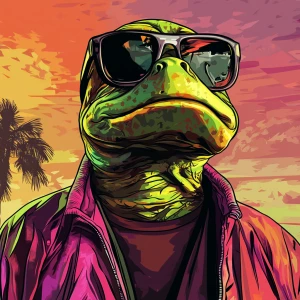 MEME PEPE in GTA art style, , in the style of a Grand Theft Aut...