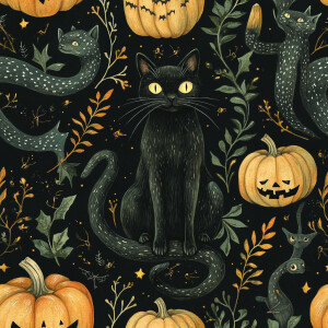 Create a Halloween-themed pattern drawing inspiration from oil p...