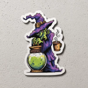 Create a sticker high quality illustration for hand-drawn wizard...