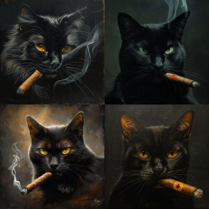Black cat with cohiba cigar