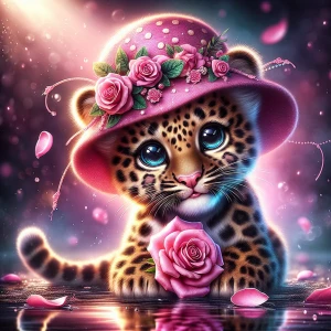 a vibrant whimsical detailed, realistic scene featuring an adora...