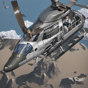 Helicopter mixed with a hawk