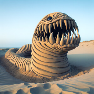 stop motion of a giant sandworm from Beetlejuice