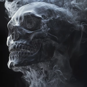 Skull made from smoke hyperrealistic