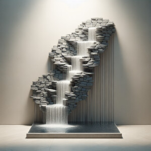 waterfall crafted from delicate slabs of slate stone interconnec...