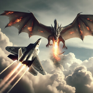 Winged Dragon shot down by a f22 fighter jet Falling from the sk...