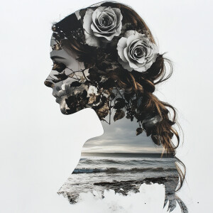 Double-masking photography, double exposure, an exquisite ink pa...