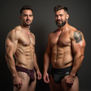 Carloss y Ramón desnufos tienen un cuerpo velludo y musculoso y...