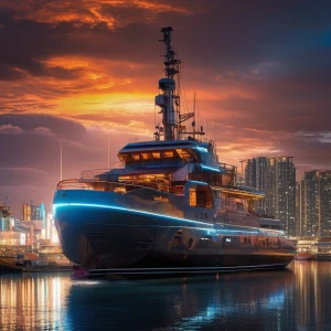 A shimmering marvel of technology, the neon-lit scifi temporal t...
