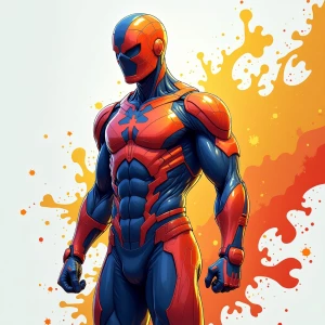 Design a superhero clad in seamless liquid armor that resembles...