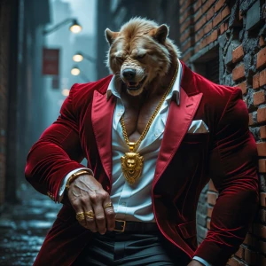 A Man-Rotwieler hybrid With extra large muscles dressed in high...