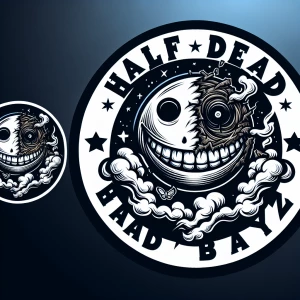 Create a logo for a  brand named "Half Dead Boyz" that features...