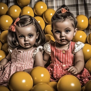 Yellow balls and pink dolls —sref 4