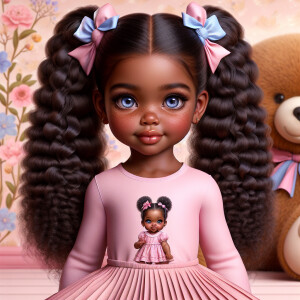 Refine the 3D realistic image of a four-year-old African-America...