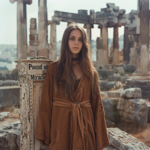 A faded color film photograph from 1972 of a beautiful 23-year-o...