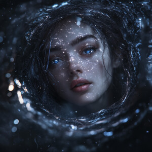 “Create an ultra-realistic digital art of a cosmic witch in a di...