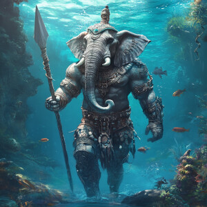 Create a hyper-realistic image of a humanoid with a muscular war...