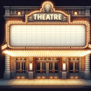 Blank marquee sign above theatre