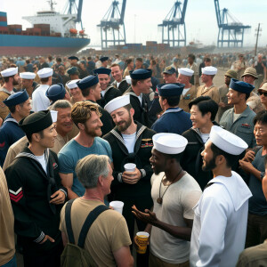 Sailors communicate with people
