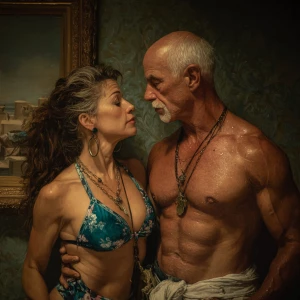 hyperRealism painting.a muscular sweaty american employer man ca...