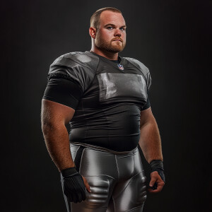Create a whole body portrait image of a  now fat obese football...