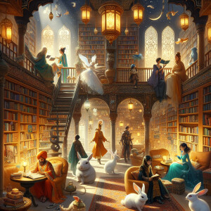 An enchanted bookshop where the characters come to life at night...