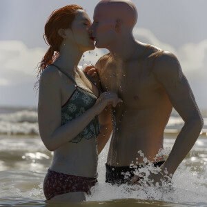 A photorealistic high resolution image. Light ginger haired fema...