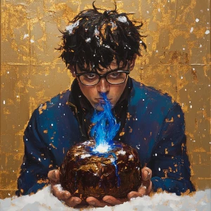 Tan man with black hair and glasses . Christmas image at the Nor...