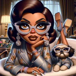 Betty Boop character with deep hazelnut brown skin, featuring pr...