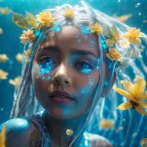 adorable happy girl elf fairy water trolls with sparkling univer...