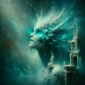 Dripping blue, she breathes decay,
Silent screams in the fumes'....