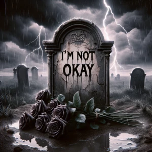 Generate an image depicting an aged, weathered headstone engrave...