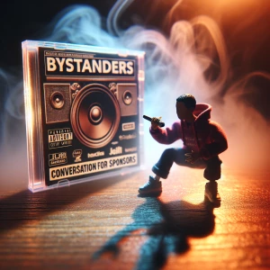 Design a rap album little raper cover for "bystanders" разговор...