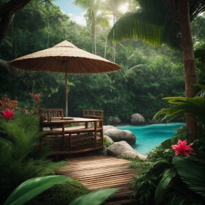 open air outdoor shower surrounded on three sides with buddha be...