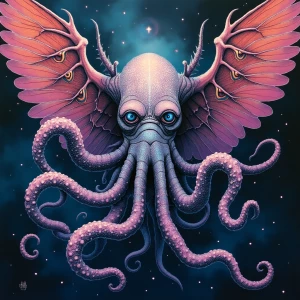 A hauntingly mesmerizing eldritch being, its form a twisted conv...