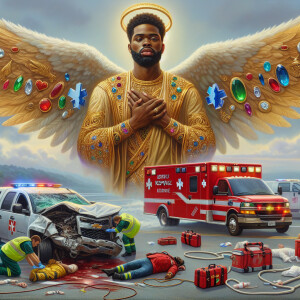 Create a realistic 3D oil painting depicting a scene of emergenc...