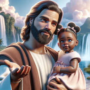Create a 3D realistic artwork featuring the phrase 'Jesus Saves'...