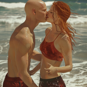 A photorealistic high resolution image. Light ginger haired fema...