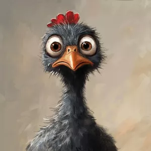 Cartoon turkey with a sad expression.