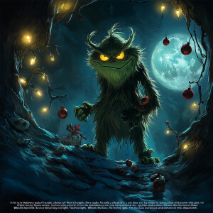 "In the icy shadows of Mount Crumpit, the evil Grinch stands, hi...