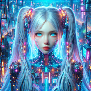 Create a beautiful girl from a parallel universe. With long whit...