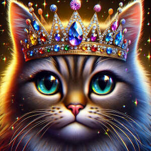 A stunning cartoon cat gazing directly at the camera while wear...