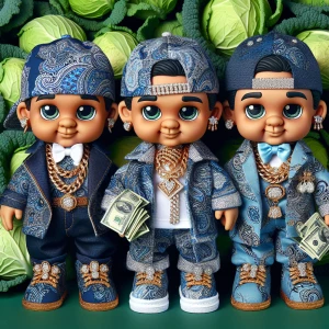 immaculately detailed and designed cartoon cabbage patch kids, w...