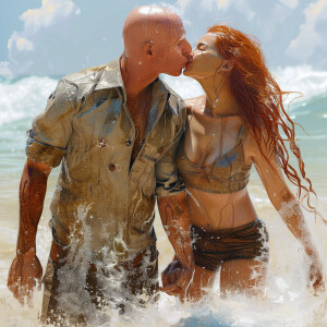 A photorealistic high resolution image. Light ginger haired fema...