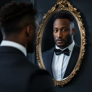 Generate an image of a well-dressed, confident African-American...