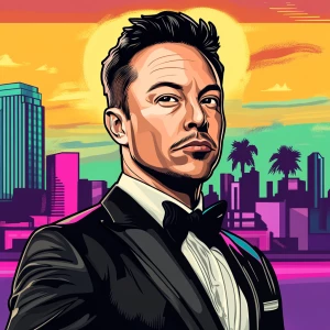 Elon Musk in GTA art style — nothing — in the style of a Grand T...