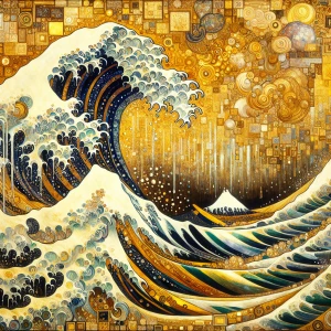 If Klimt painted powerful waves crashing and colliding with jagg...