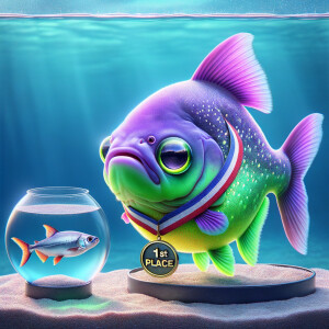 Realistic
Ocean
Cute Purple neon green piranha with no teeth....