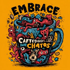 /imagine hand-drawn coffee cup overflowing with swirling steam t...