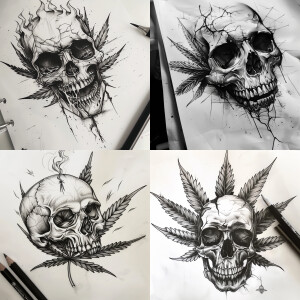 A tattoo sketch in the style of tattoo realism of Death. It’s a...